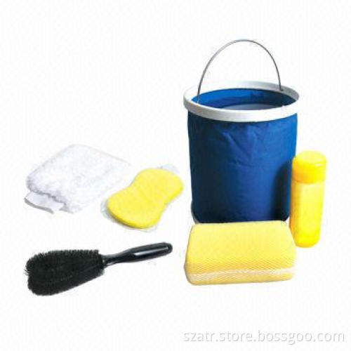 6pcs car cleaning set with foldable bucket